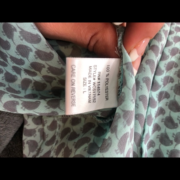 Robin-K Semi-Sheer Robin / Bird Print Ruffle Top - Picture 9 of 9